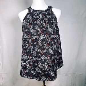 LOFT Outlet Women's Black Floral Print Sleeveless Halter Neck Top XS